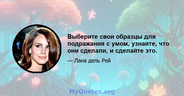 Выберите свои образцы для подражания с умом, узнайте, что они сделали, и сделайте это.