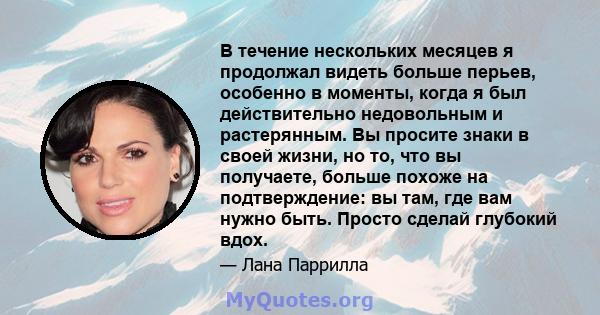 В течение нескольких месяцев я продолжал видеть больше перьев, особенно в моменты, когда я был действительно недовольным и растерянным. Вы просите знаки в своей жизни, но то, что вы получаете, больше похоже на