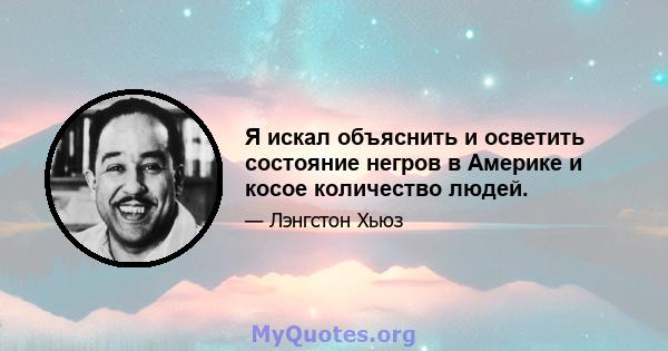 Я искал объяснить и осветить состояние негров в Америке и косое количество людей.