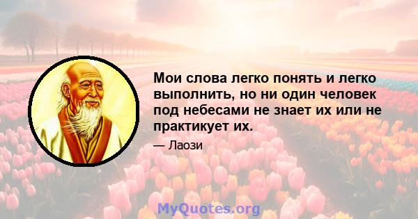 Мои слова легко понять и легко выполнить, но ни один человек под небесами не знает их или не практикует их.