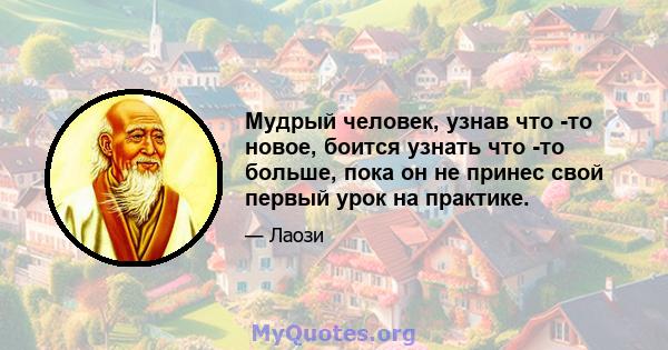 Мудрый человек, узнав что -то новое, боится узнать что -то больше, пока он не принес свой первый урок на практике.