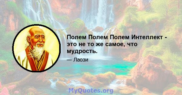 Полем Полем Полем Интеллект - это не то же самое, что мудрость.