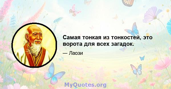 Самая тонкая из тонкостей, это ворота для всех загадок.