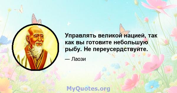 Управлять великой нацией, так как вы готовите небольшую рыбу. Не переусердствуйте.