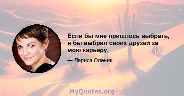 Если бы мне пришлось выбрать, я бы выбрал своих друзей за мою карьеру.