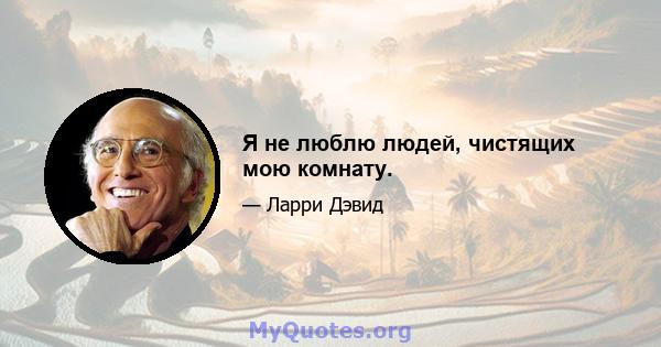 Я не люблю людей, чистящих мою комнату.