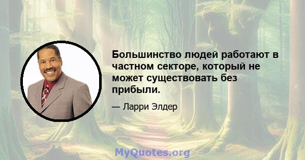 Большинство людей работают в частном секторе, который не может существовать без прибыли.