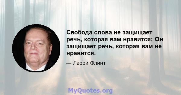 Свобода слова не защищает речь, которая вам нравится; Он защищает речь, которая вам не нравится.