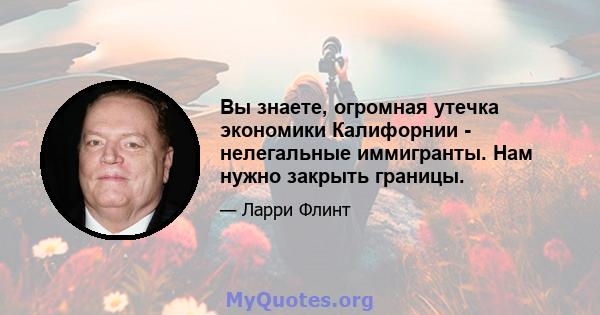 Вы знаете, огромная утечка экономики Калифорнии - нелегальные иммигранты. Нам нужно закрыть границы.