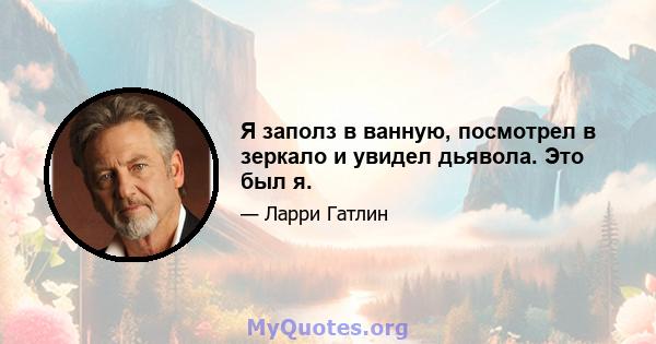 Я заполз в ванную, посмотрел в зеркало и увидел дьявола. Это был я.