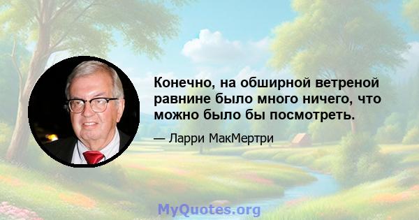 Конечно, на обширной ветреной равнине было много ничего, что можно было бы посмотреть.