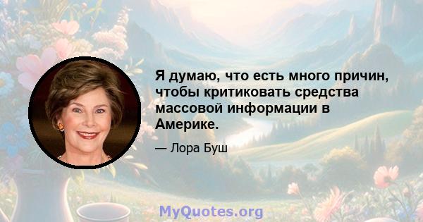 Я думаю, что есть много причин, чтобы критиковать средства массовой информации в Америке.