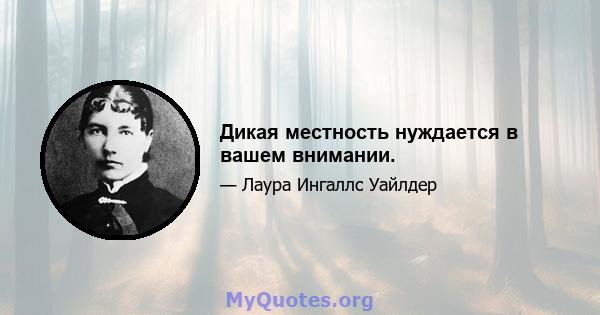 Дикая местность нуждается в вашем внимании.