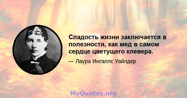 Сладость жизни заключается в полезности, как мед в самом сердце цветущего клевера.