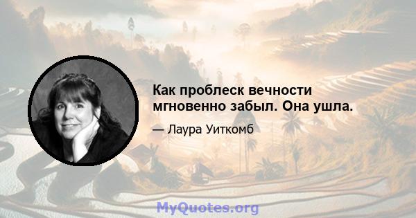 Как проблеск вечности мгновенно забыл. Она ушла.