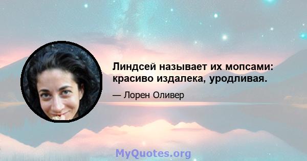 Линдсей называет их мопсами: красиво издалека, уродливая.