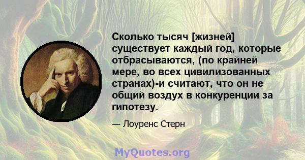 Сколько тысяч [жизней] существует каждый год, которые отбрасываются, (по крайней мере, во всех цивилизованных странах)-и считают, что он не общий воздух в конкуренции за гипотезу.