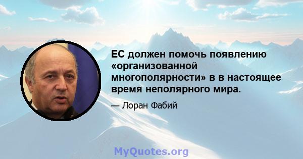 ЕС должен помочь появлению «организованной многополярности» в в настоящее время неполярного мира.