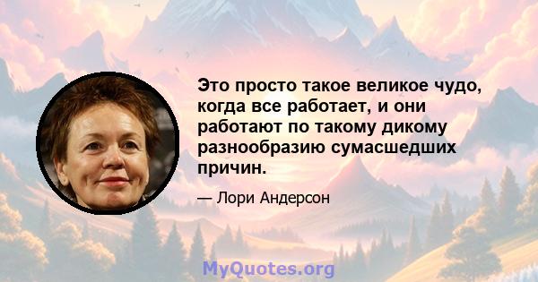 Это просто такое великое чудо, когда все работает, и они работают по такому дикому разнообразию сумасшедших причин.