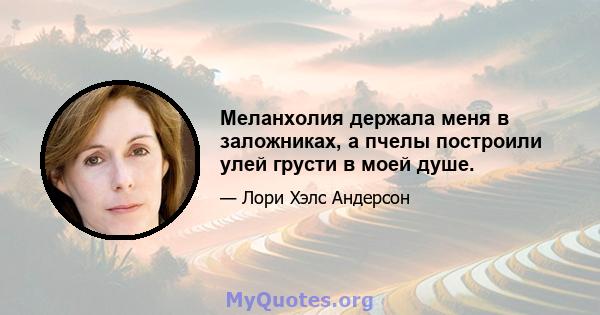 Меланхолия держала меня в заложниках, а пчелы построили улей грусти в моей душе.