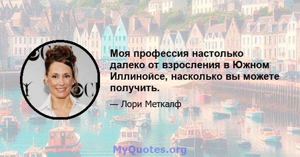 Моя профессия настолько далеко от взросления в Южном Иллинойсе, насколько вы можете получить.