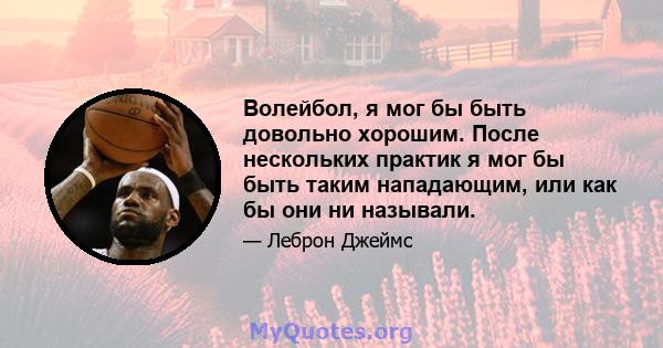 Волейбол, я мог бы быть довольно хорошим. После нескольких практик я мог бы быть таким нападающим, или как бы они ни называли.