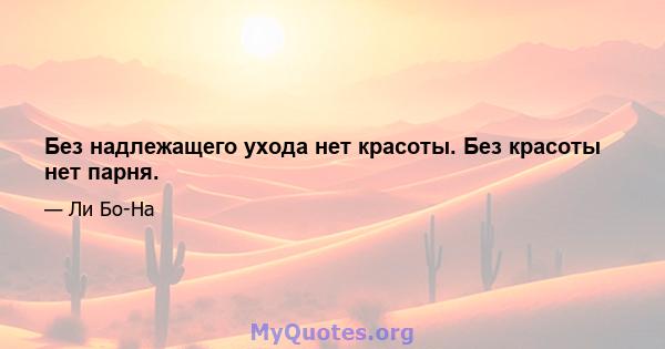 Без надлежащего ухода нет красоты. Без красоты нет парня.