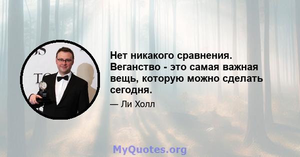 Нет никакого сравнения. Веганство - это самая важная вещь, которую можно сделать сегодня.