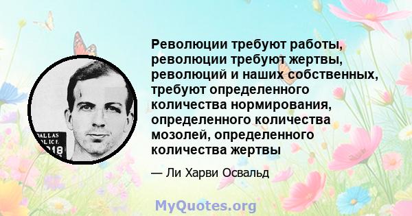 Революции требуют работы, революции требуют жертвы, революций и наших собственных, требуют определенного количества нормирования, определенного количества мозолей, определенного количества жертвы