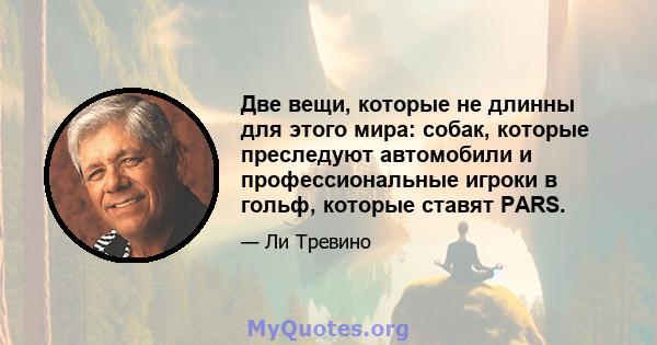 Две вещи, которые не длинны для этого мира: собак, которые преследуют автомобили и профессиональные игроки в гольф, которые ставят PARS.