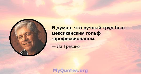 Я думал, что ручный труд был мексиканским гольф -профессионалом.