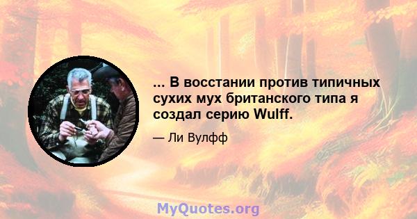 ... В восстании против типичных сухих мух британского типа я создал серию Wulff.