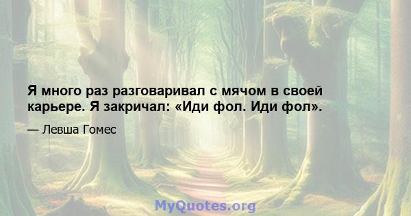 Я много раз разговаривал с мячом в своей карьере. Я закричал: «Иди фол. Иди фол».