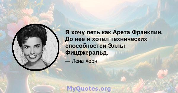 Я хочу петь как Арета Франклин. До нее я хотел технических способностей Эллы Фицджеральд.