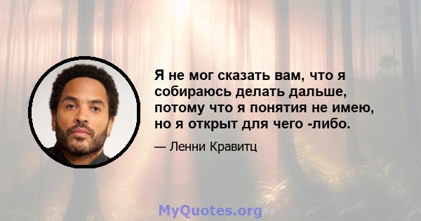 Я не мог сказать вам, что я собираюсь делать дальше, потому что я понятия не имею, но я открыт для чего -либо.