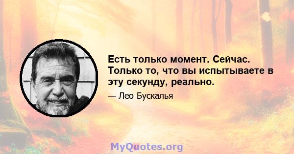 Есть только момент. Сейчас. Только то, что вы испытываете в эту секунду, реально.