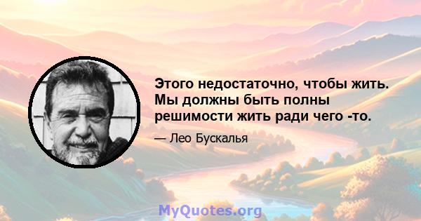 Этого недостаточно, чтобы жить. Мы должны быть полны решимости жить ради чего -то.