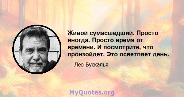 Живой сумасшедший. Просто иногда. Просто время от времени. И посмотрите, что произойдет. Это осветляет день.