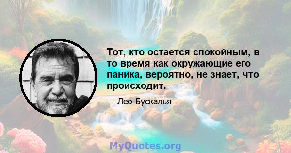 Тот, кто остается спокойным, в то время как окружающие его паника, вероятно, не знает, что происходит.