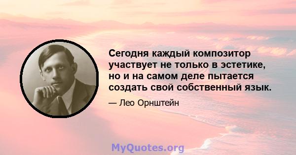 Сегодня каждый композитор участвует не только в эстетике, но и на самом деле пытается создать свой собственный язык.