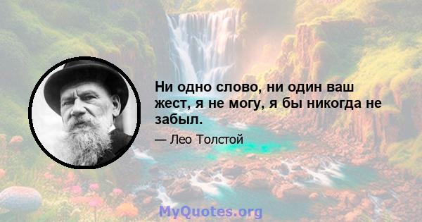 Ни одно слово, ни один ваш жест, я не могу, я бы никогда не забыл.