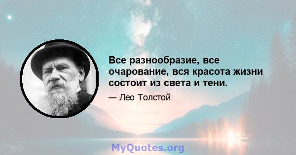 Все разнообразие, все очарование, вся красота жизни состоит из света и тени.