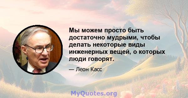 Мы можем просто быть достаточно мудрыми, чтобы делать некоторые виды инженерных вещей, о которых люди говорят.