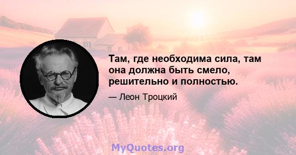 Там, где необходима сила, там она должна быть смело, решительно и полностью.