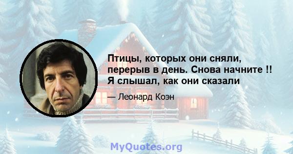 Птицы, которых они сняли, перерыв в день. Снова начните !! Я слышал, как они сказали