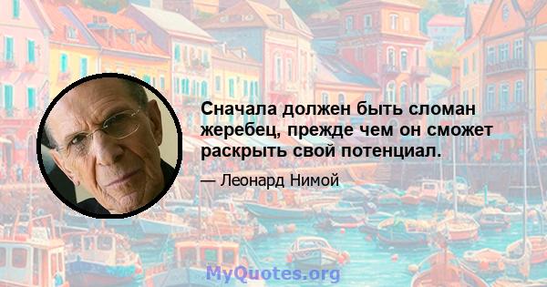 Сначала должен быть сломан жеребец, прежде чем он сможет раскрыть свой потенциал.