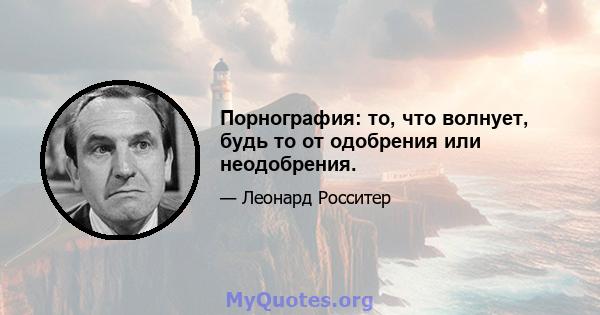 Порнография: то, что волнует, будь то от одобрения или неодобрения.