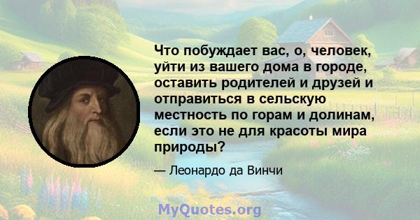 Что побуждает вас, о, человек, уйти из вашего дома в городе, оставить родителей и друзей и отправиться в сельскую местность по горам и долинам, если это не для красоты мира природы?