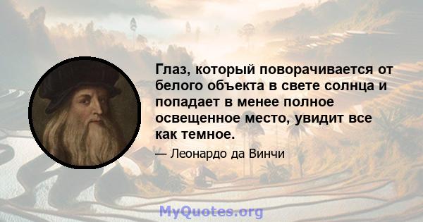 Глаз, который поворачивается от белого объекта в свете солнца и попадает в менее полное освещенное место, увидит все как темное.