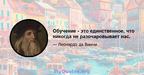 Обучение - это единственное, что никогда не разочаровывает нас.